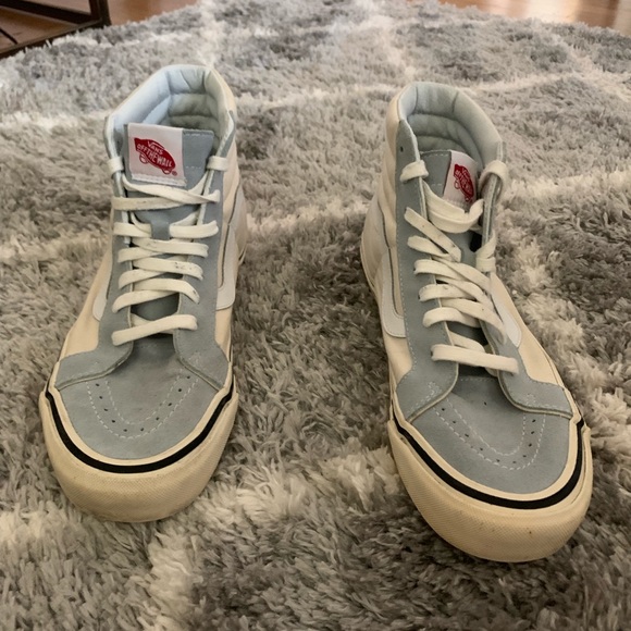 Cream and baby blue high top vans - Picture 2 of 3